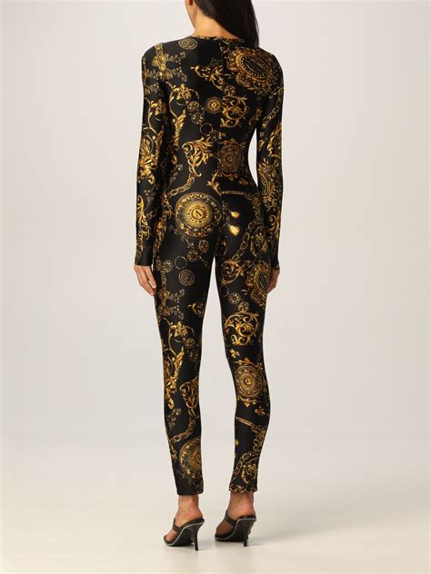 versace print jumpsuit|Versace couture jumper.